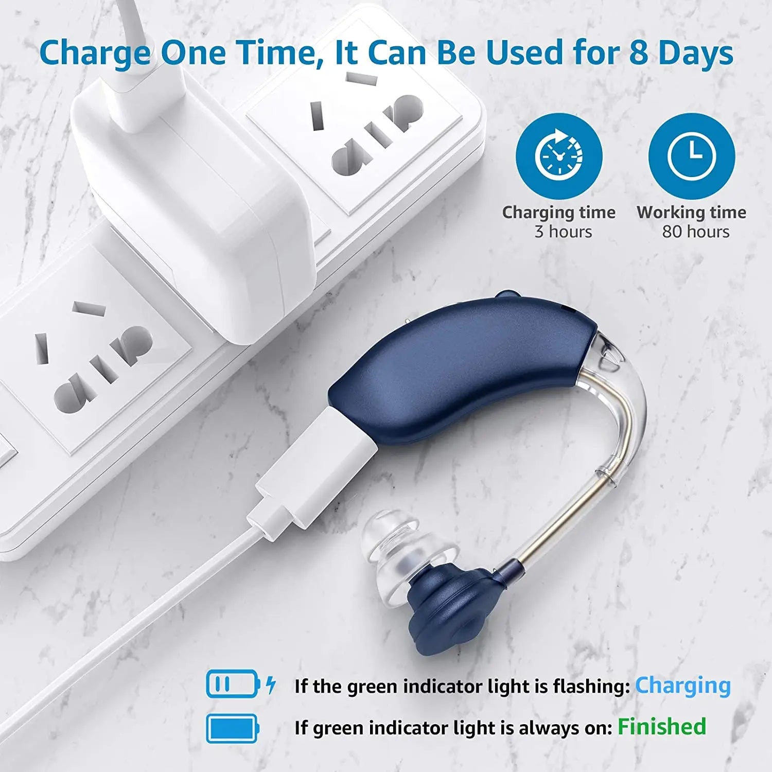 Rechargeable Hearing Amplifier — Discreet BTE Design