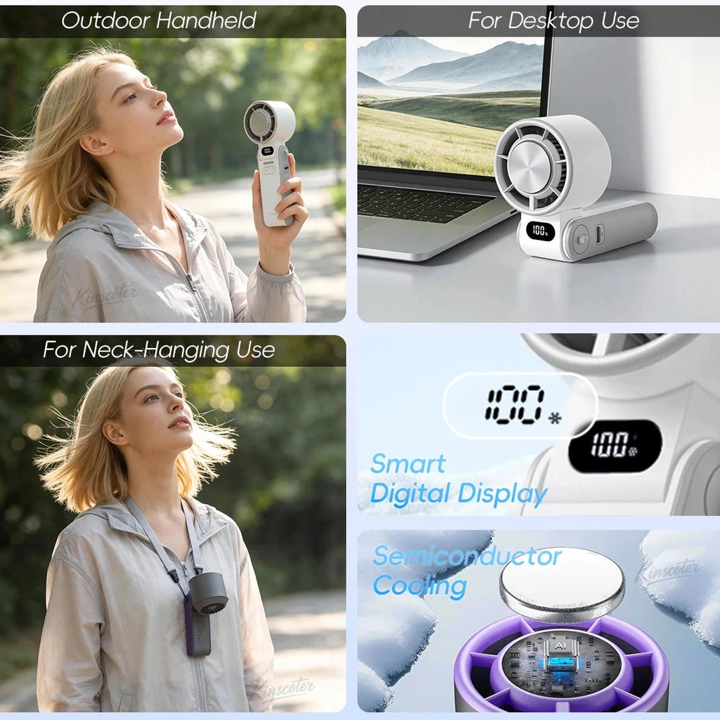 Portable Rechargeable Cooling Fan — 100 Speed Settings