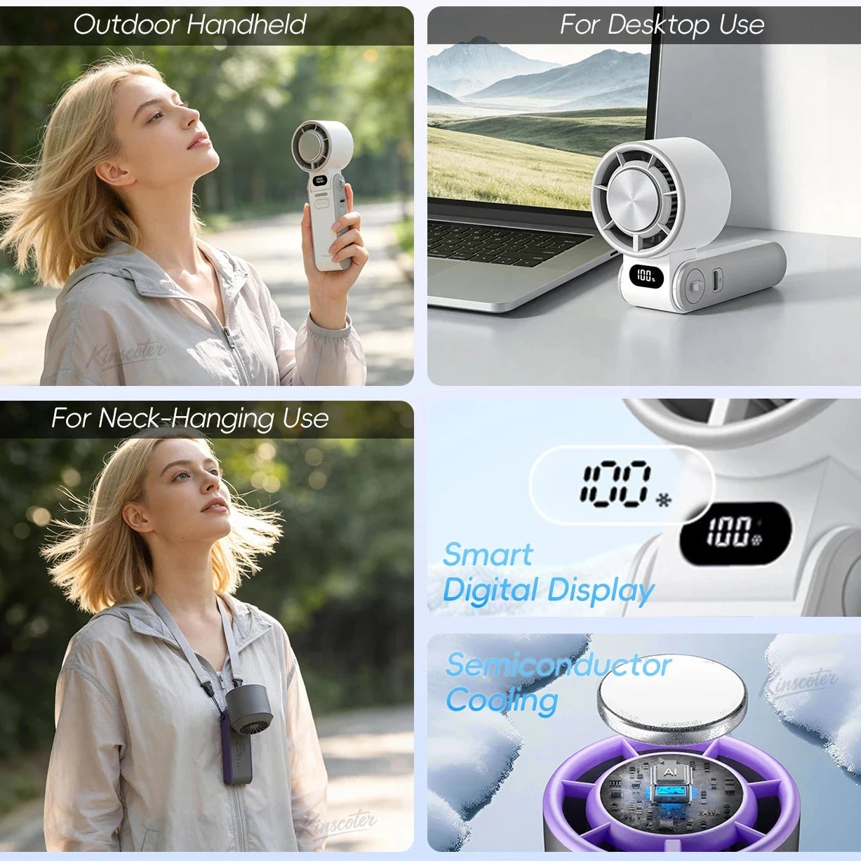 Portable Rechargeable Cooling Fan — 100 Speed Settings