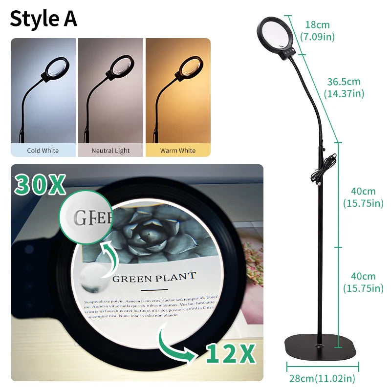 Magnifying LED Floor Lamp — Daylight Brightness