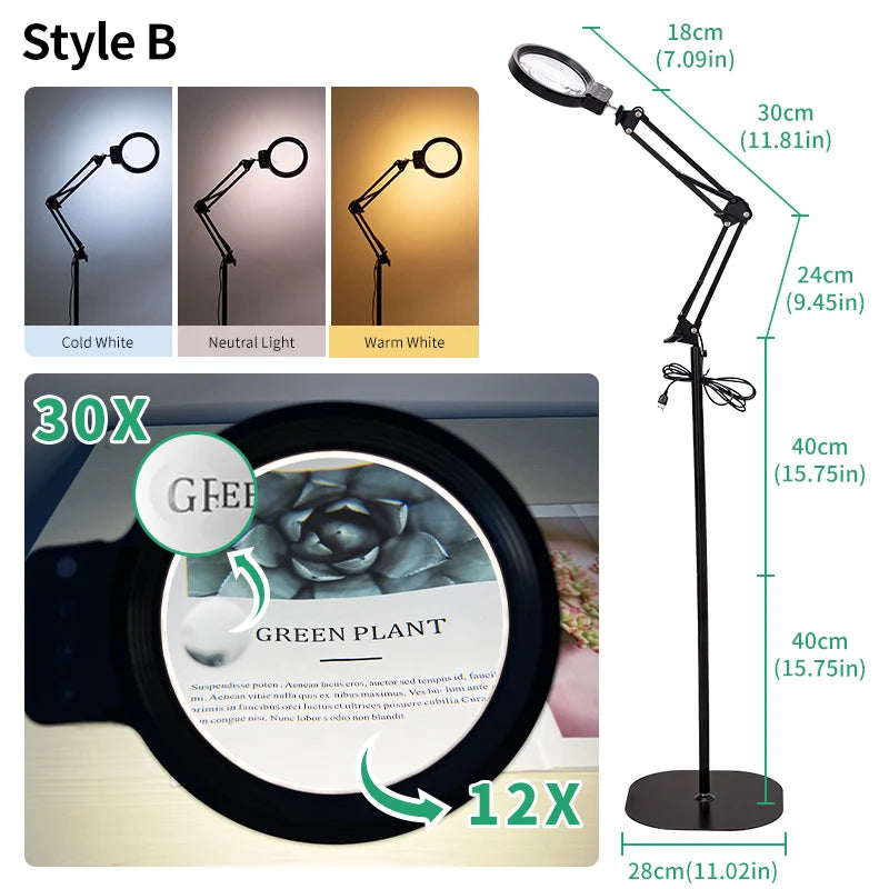 Magnifying LED Floor Lamp — Daylight Brightness